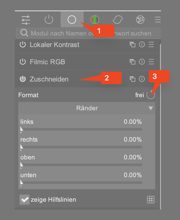 Einstieg in Darktable 20 Darktable Zuschneiden